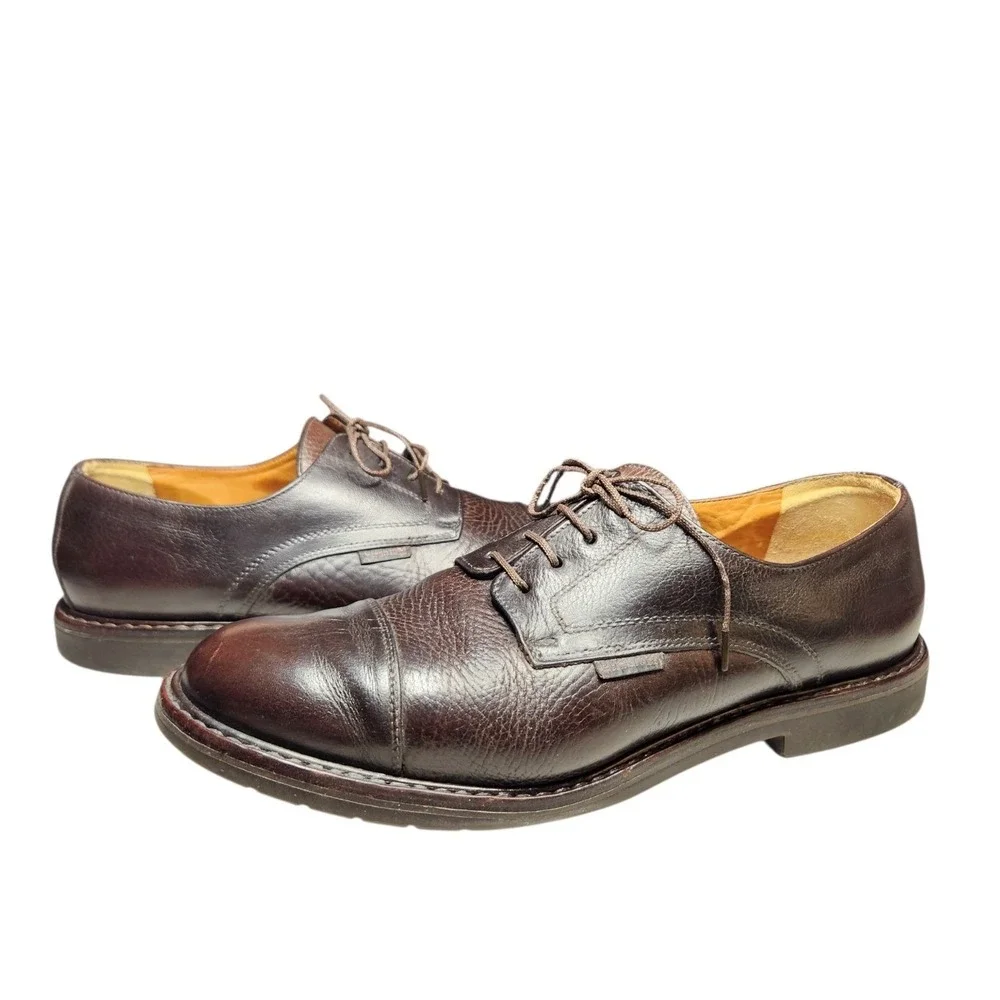 Mephisto Brown Leather Cap Derby Oxford Shoes Luxury Goodyear Welt Heritage 11.5